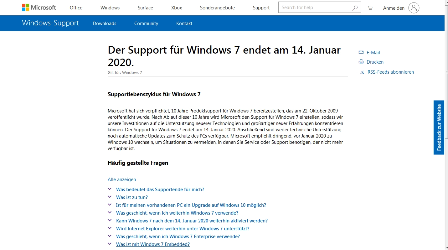Microsoft klärt Fragen zum Support-Ende