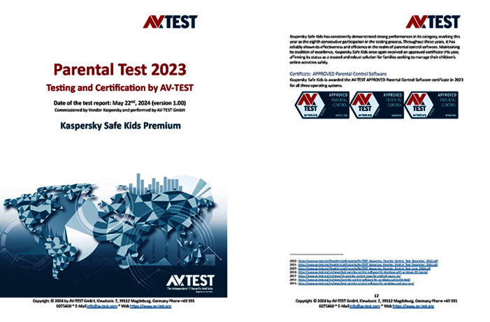 A test commissioned by Kaspersky Kaspersky Safe Kids Premium: Parental Control Test 2023