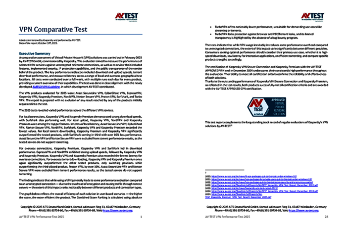 A test commissioned by Kaspersky Kaspersky VPN Comparative Test 2025