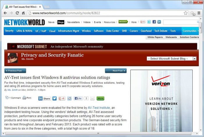 Networkworld.com AV-TEST dans les médias