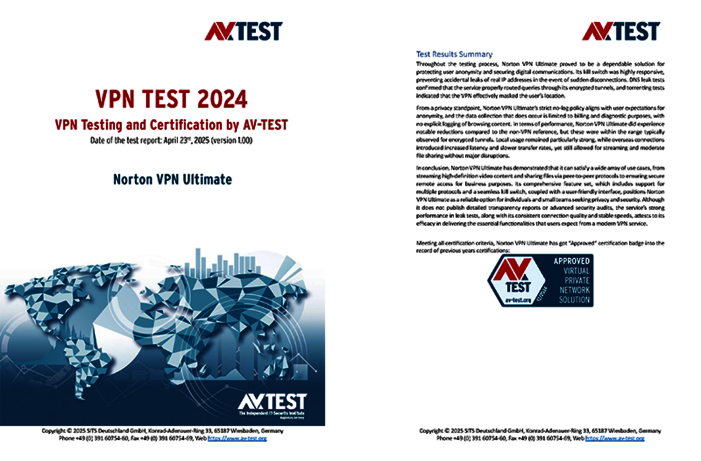 Un test commandé par Norton Norton VPN Test 2024